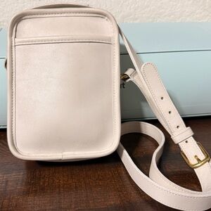 Vintage White Leather Coach Kit Bag